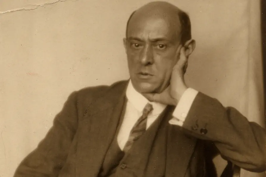 Arnold Schönberg, Prague, 1924; photo by Atelier Schlosser & Wenisch